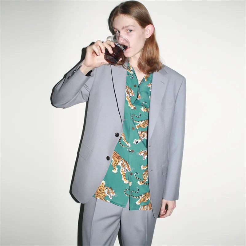 Pdmcms 23ss ティム レヒ フレイム タイガー フルプリント キューバンカラー レーヨン ハワイアン 半袖シャツ メンズ