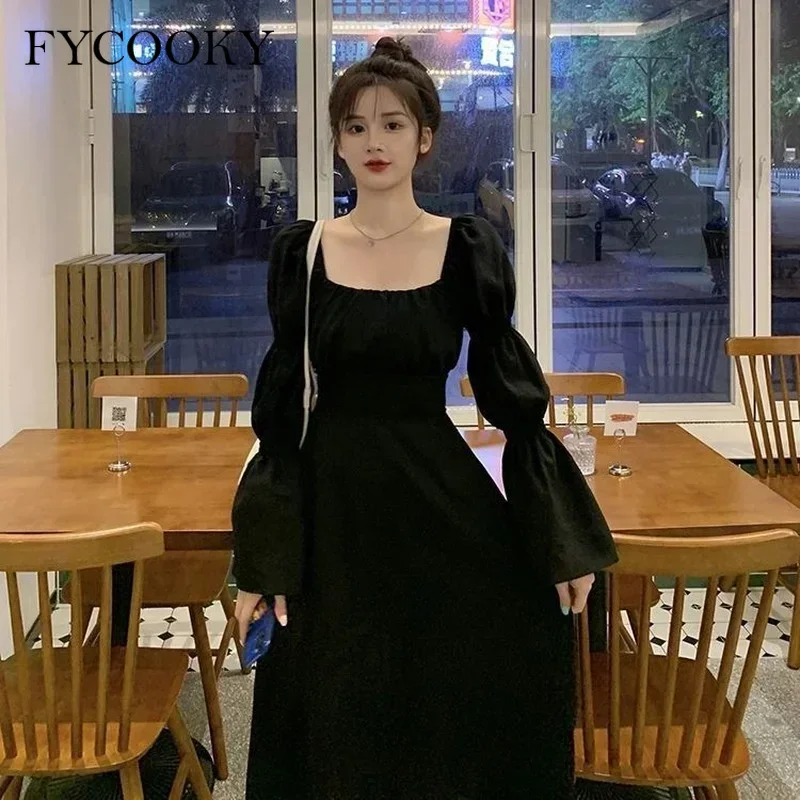 스위트 백 퍼프 슬리브 드레스 여성 가을 ​​2025 새로운 핑크 붕대 드레스 패션 우아한 쉬폰 롱 드레스 여성