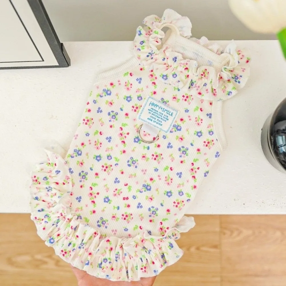 Vestido refrescante de verano para mascotas, Material fino, diseño Simple, falda para mascotas, camiseta sin mangas, estilo con estampado de corazón de amor, disfraz para cachorro, refrigeración para mascotas