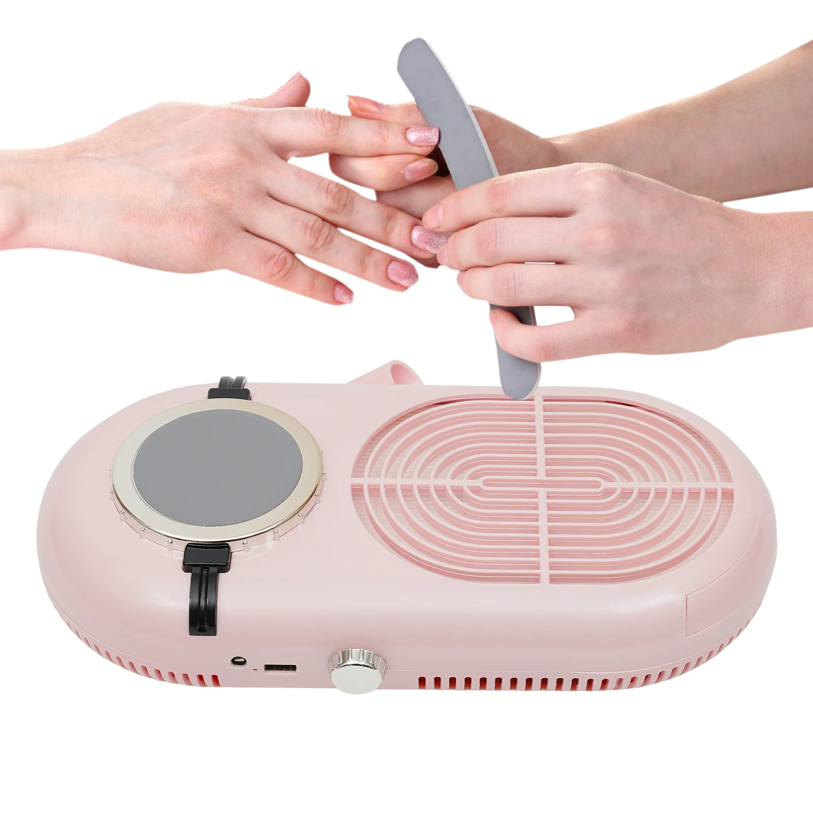 Adjustable Speed Nail Dust Collector 0-4000RPM with Dual USB Ports Reusable Filter Silicone Hand Rest Professional Nail Vacuum Cleaner for Salon Home Manicure Nail Art Use 6