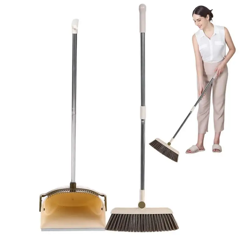 

Broom And Scoop Set 180 Rotatable Standing Dustpan And Brush Bathroom Water Wiper Household Foldable Set Tools Cleaning Product