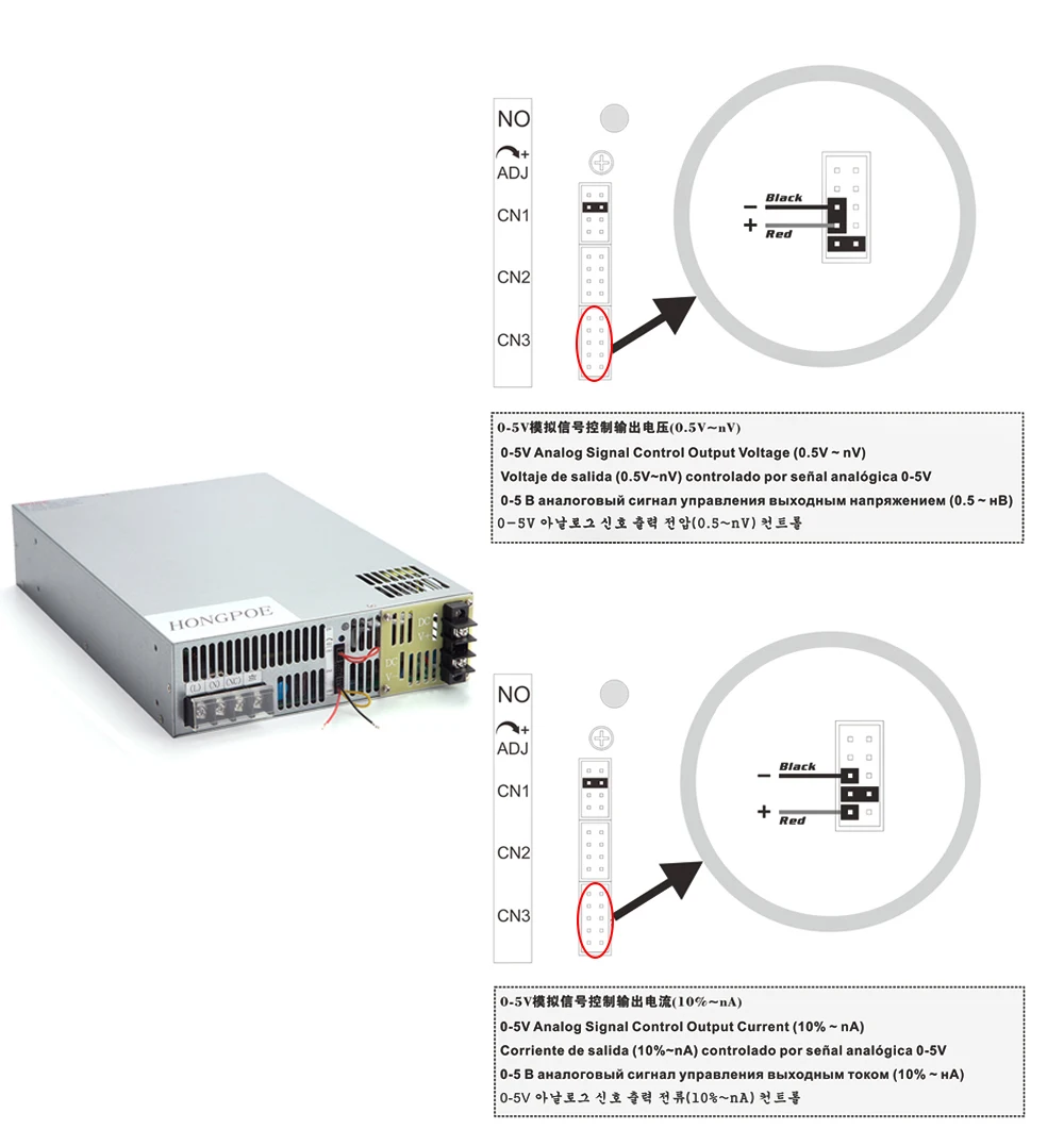 Imagem -03 - para dc 060v 68v 72v Fonte de Alimentação 1500w8000w 05v Controle de Sinal Analógico Tensão de Saída Corrente Ajustável 110vac 220vac 380vac