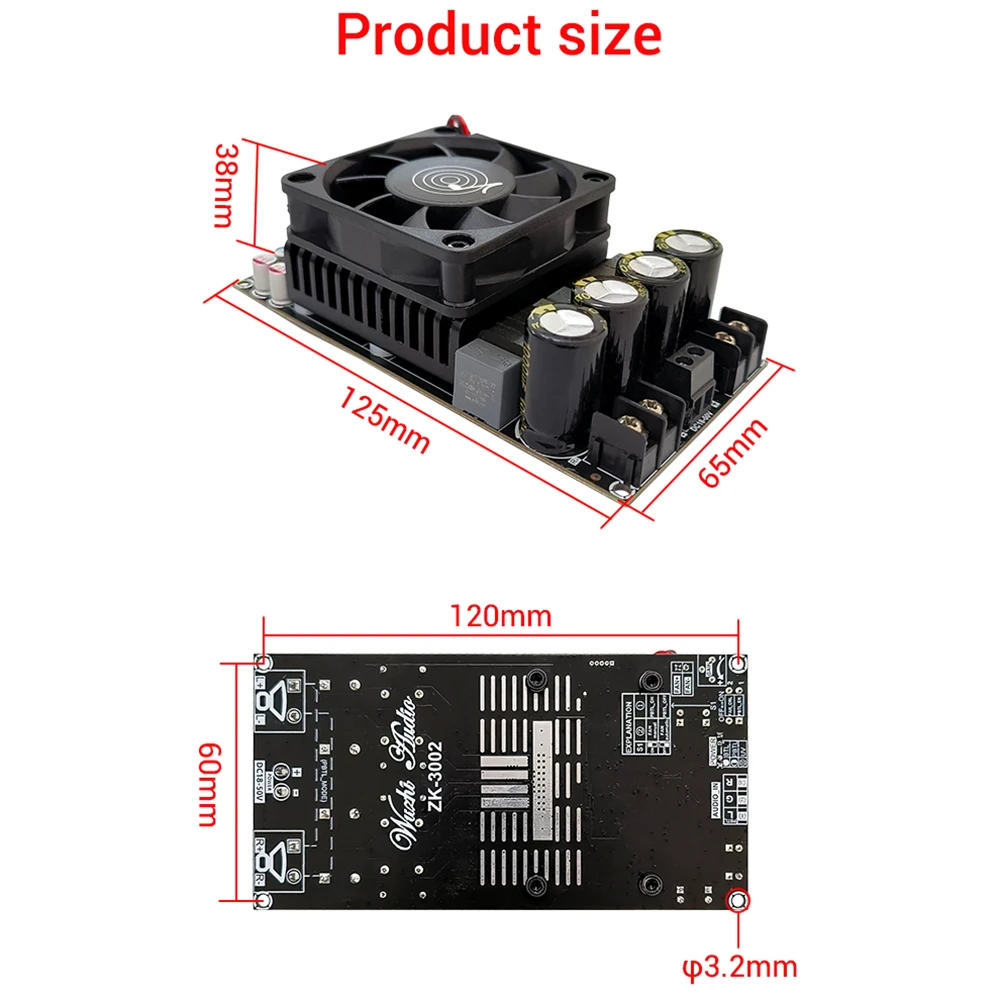 Imagem -06 - Placa de Amplificador Digital de Nível Traseiro Puro Zk3002 Tpa3255 Estéreo 300w x Brieted Mono 600w Amp Audio Music