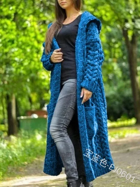 Cardigan Women Sweaters New 2023 Plait Languid Hooded Cardigan Sweater Long Sweaters Women Fashion HHX2003