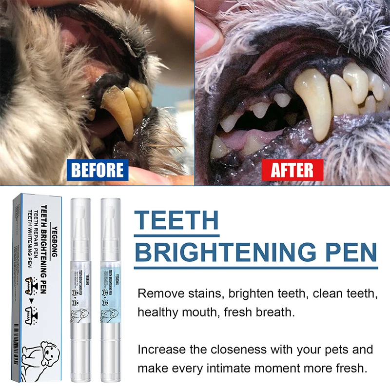 2pcs 6ml Pet Teething Pen Tartar Cleaning Tool Cat Dog Pet Remove Stains Brighten Teeth Clean Teeth Healthy Mouth Fresh Breath