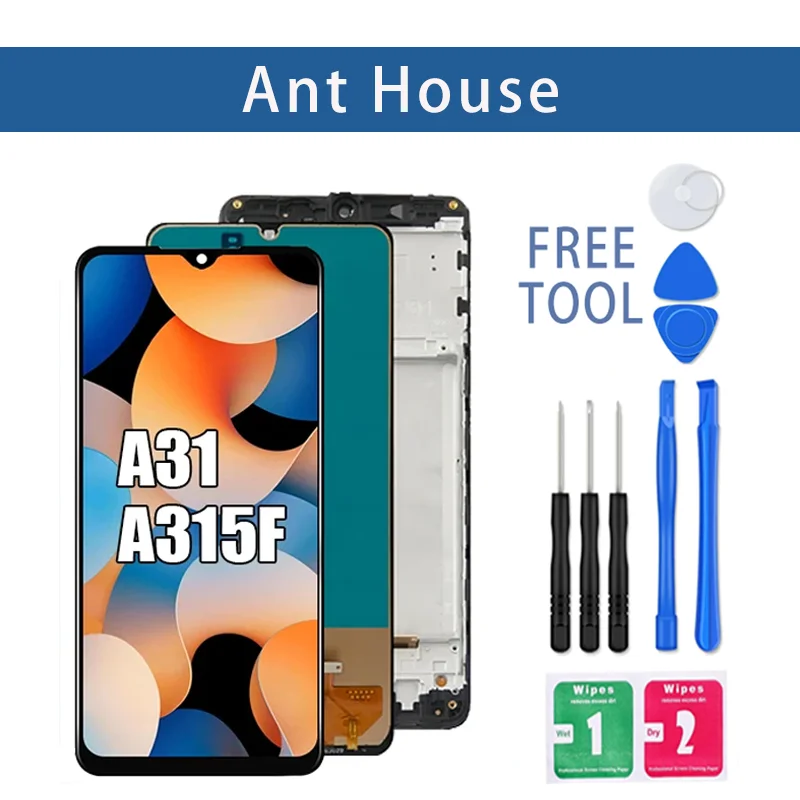 100% Test For Samsung Galaxy A31 A315F LCD Display with frame Touch Screen Digitizer Assembly Replacement For Samsung A31 LCD