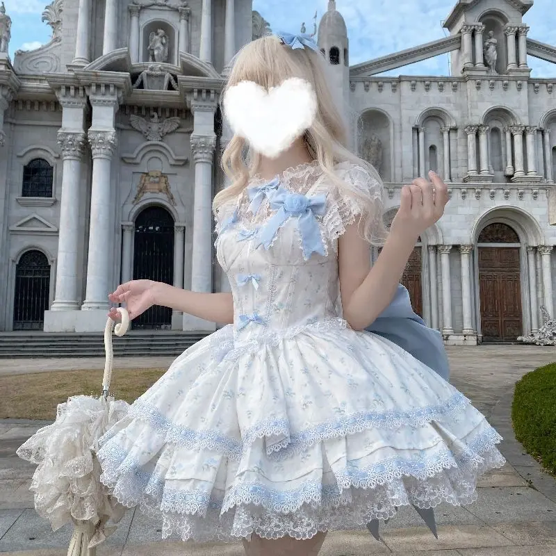 

Оригинальное повседневное платье в балетном стиле «Первая любовь» в стиле Лолиты, милое милое платье принцессы Лолиты с кружевным бантом для выпускного вечера