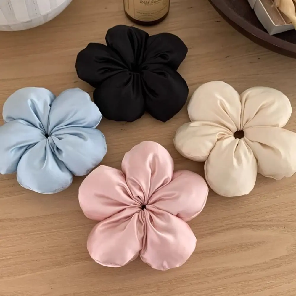 Flower Shape Flower Scrunchies Cloth Oversize Large Satin Hair Scrunchies Sponge Ponytail Holder Exaggerated Hair Ring Women