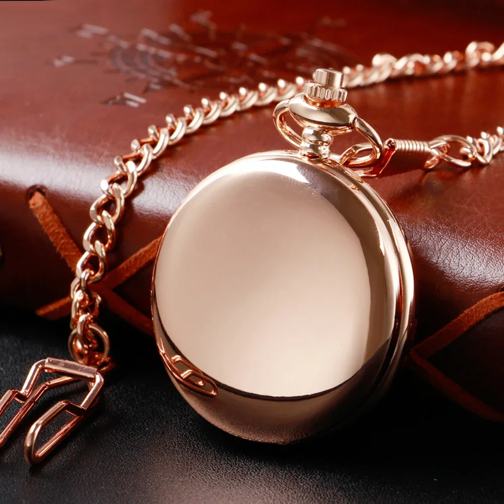Casual Rose-Gold or Silver Quartz Pocket Watch on Chain – Unisex Necklace Accessory Gift for Women and Men