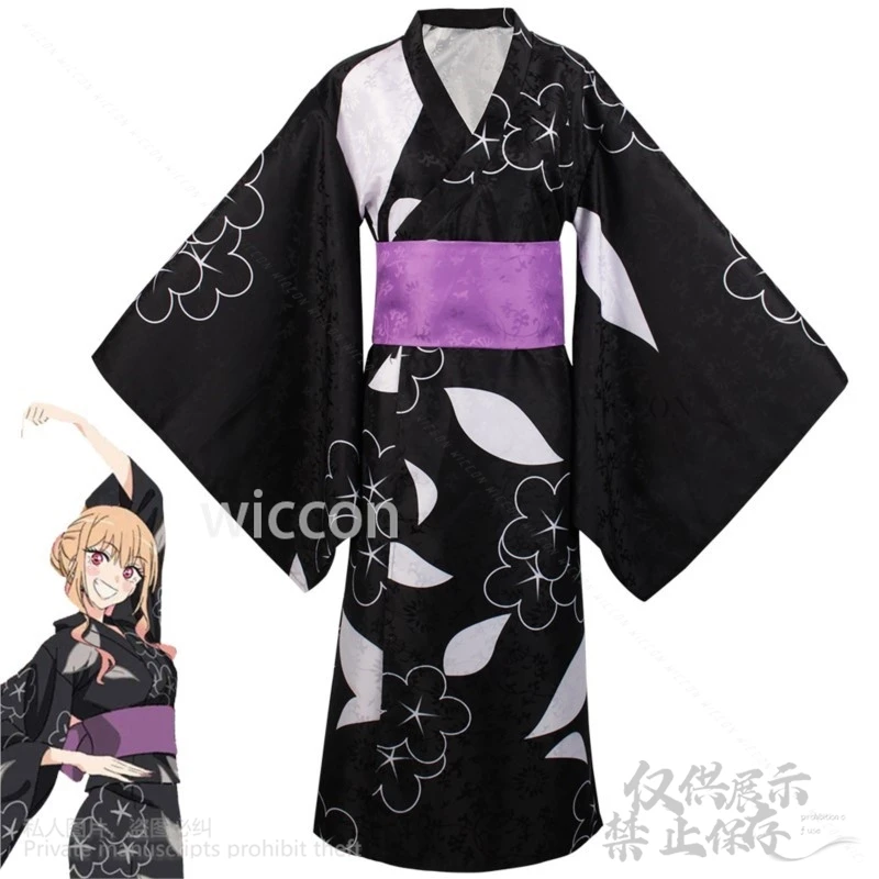 Anime My Dress Up Darling Cosplay Marin Kitagawa Costume Japanese Kimono Lolita Suit Halloween Christmas Party Uniforms Wigs