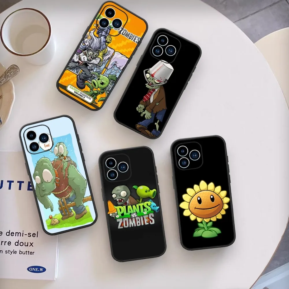 Game P-Plants Vs Z-Zombies Phone Case For iPhone 13 14 15 11 12 x xsmax Mini Pro Max black cover