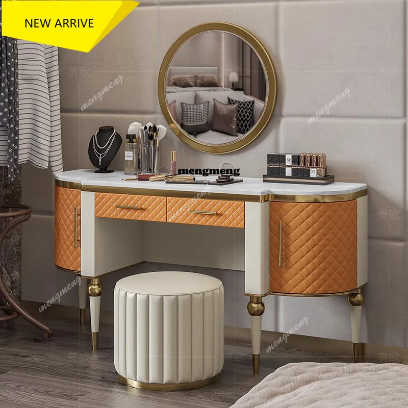 

M138 European Jewelry Vanity Table Luxury Mid Century Bedroom White Dressing Table Mirror Desk Chair Penteadeira Trendy Furnitur