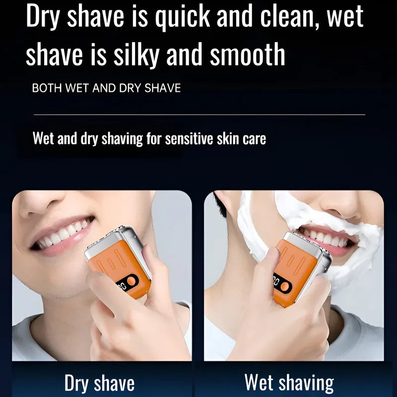 S7 Men's Electric Shaver Mini Portable Rechargeable Electric Razor Double Head Waterproof Magnetic Blade LED Digital Display