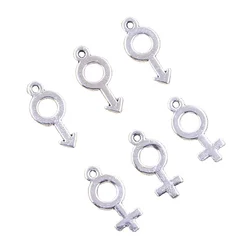 30pcs Charms Gender Male Female Symbol 17x8mm Antique Silver Color Pendants Making DIY Handmade Tibetan Finding Jewelry