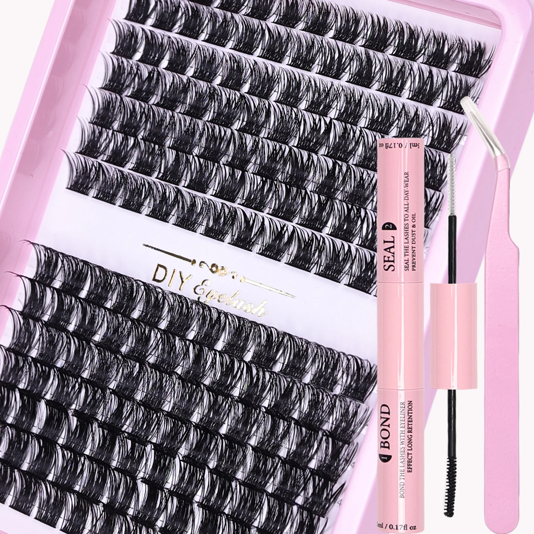 168pcs DIY Eyelash Extension Kit with Individual Lashes Clusters 30D/40D 8-16mm Mix Bond Seal And Lash Applicator for Home Use
