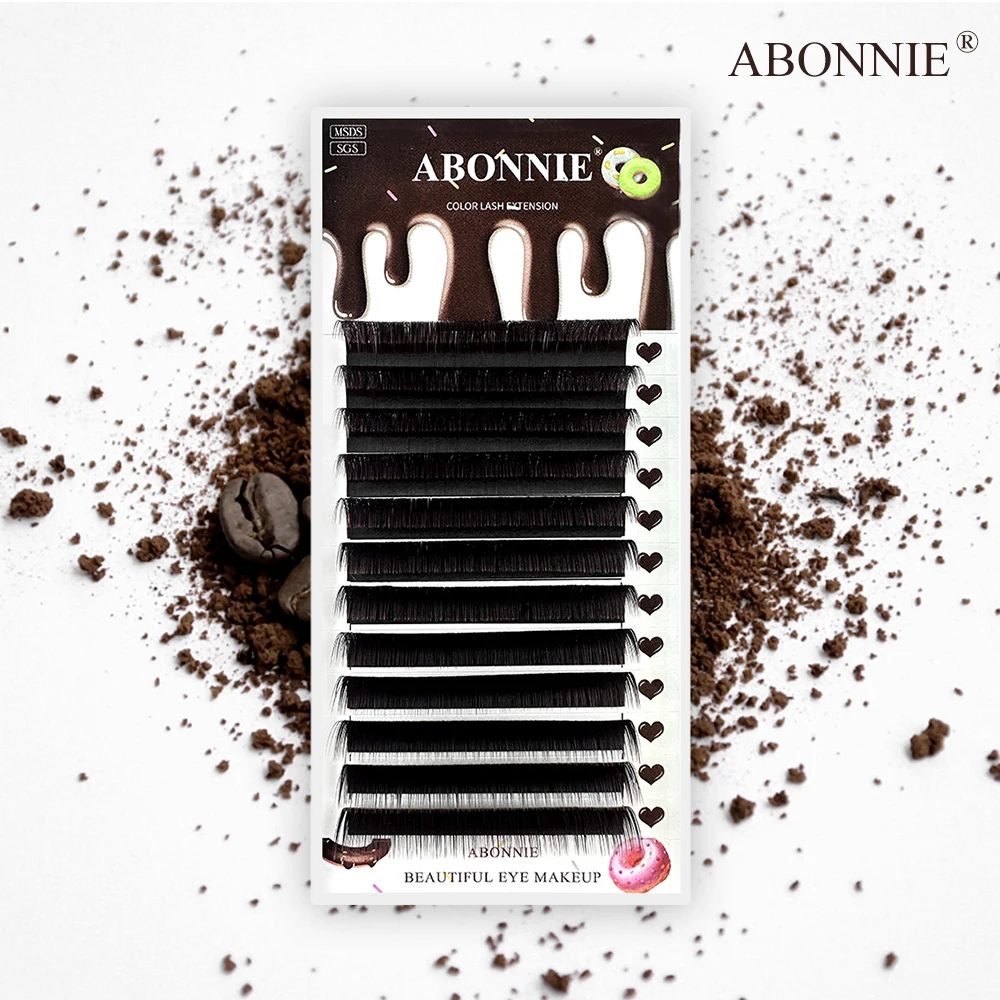 Abonnie Brown Classic Eyelashes Extensions Premium Eyelashes Trays Mix Chocolate Color Lashes