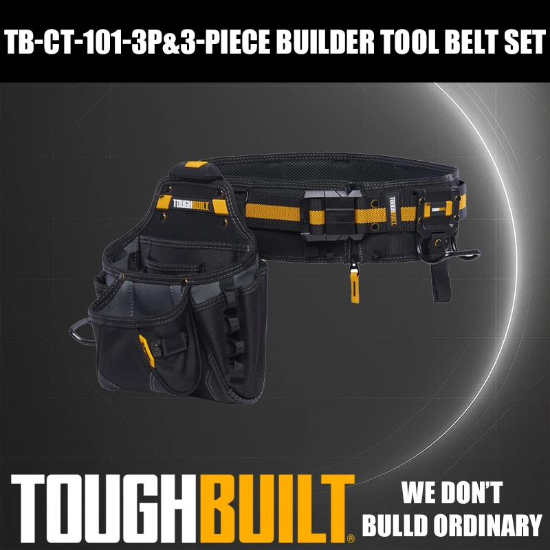 

ToughBuilt TB-CT-101-3P Builder Tool Belt Set Tools Packaging Bag 3-in-1 Waist Bag Belt Hammer Holder