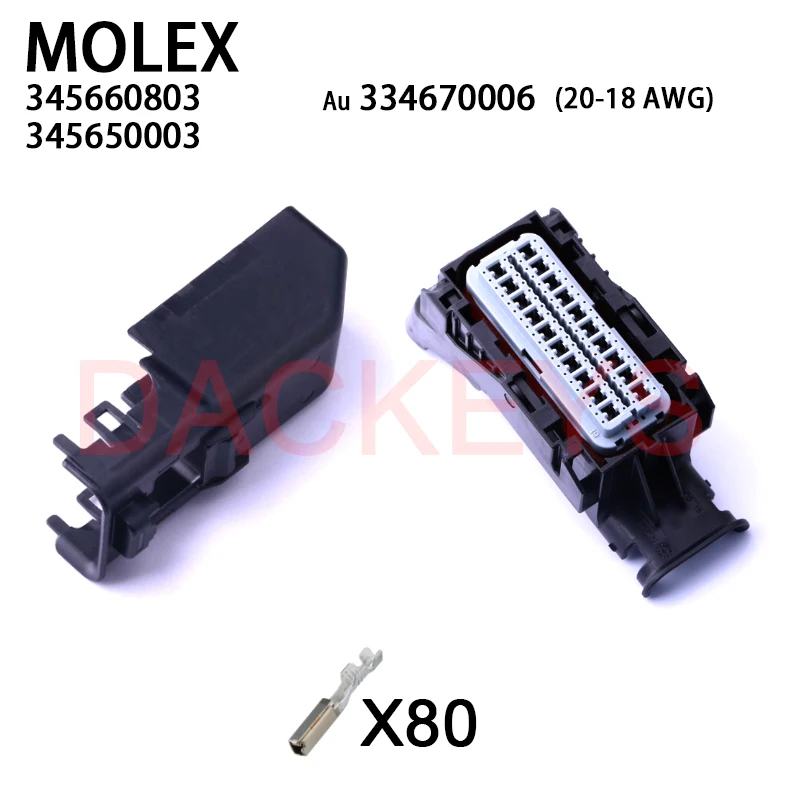 1Set 34566-0803 34566-1903 34566-2003 34565-0003 Molex 80 Pin MX123 Female Receptacle Engine Computer Board Connector ECU Plug