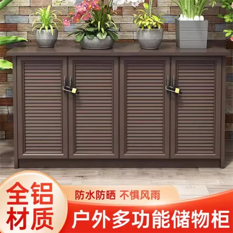 Outdoor waterproof and sun-proof aluminum alloy lockers, wash basins, integrated cabinets, villa garden storage cabinets,