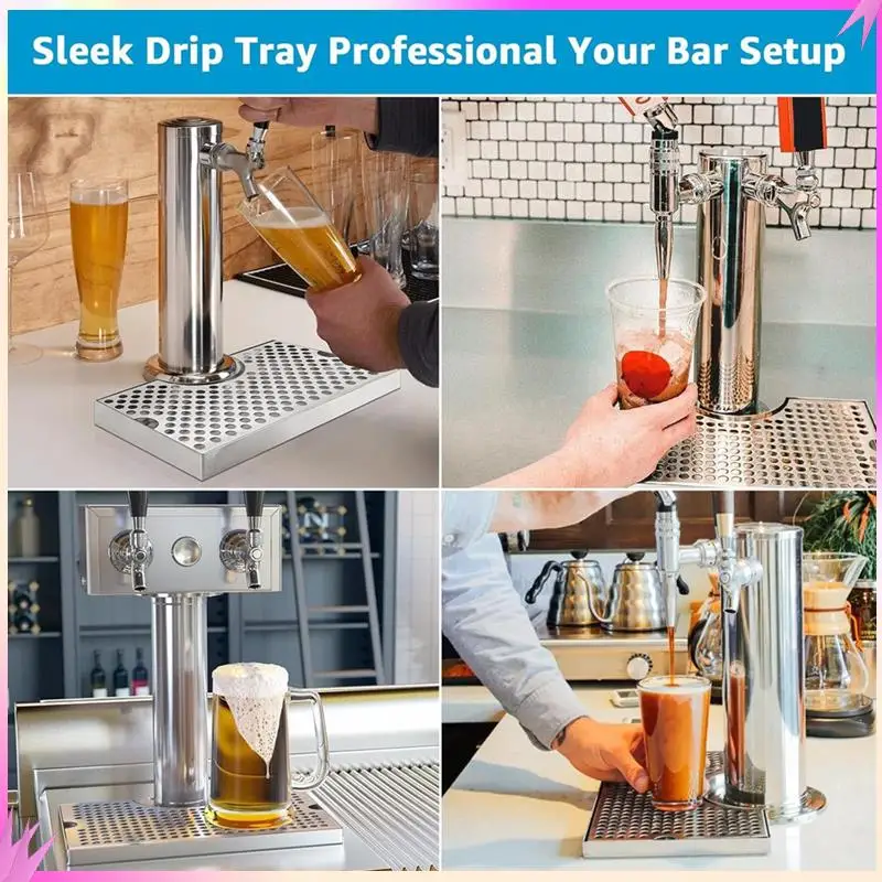 

B50C Лоток для капель пива для Kegerator, лоток для капель Kegerator из нержавеющей стали Лоток для капель пива для пивного крана с вырезом Kegerator