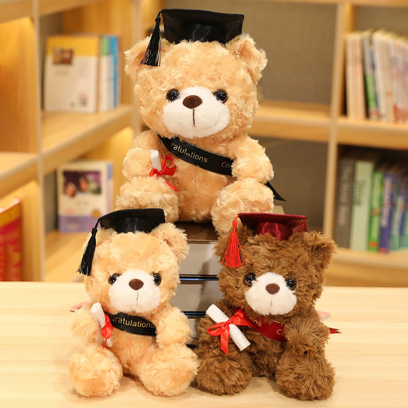 23/28cm Cute Bear Dr. Plush Toy Stuffed Soft KawaiiBear Animal Dolls Graduation Gifts For Kids Children Student Girls