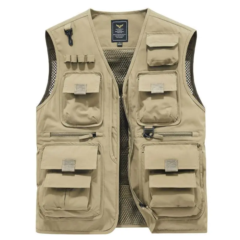 Mesh Quick Drying Vest For Men's Casual Outdoor Multi Pocket Fishing Photography Working Vest Personalized Customized Pattern