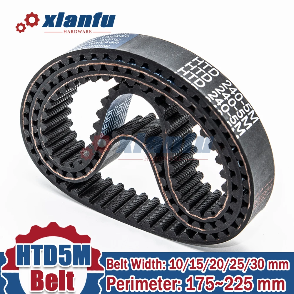 5M Timing Belt HTD5M Pitch 5mm Width 10/15/20/25/30mm Perimeter 175 180 185 200 205 210 215 220 225mm Synchronous Rubber HTD