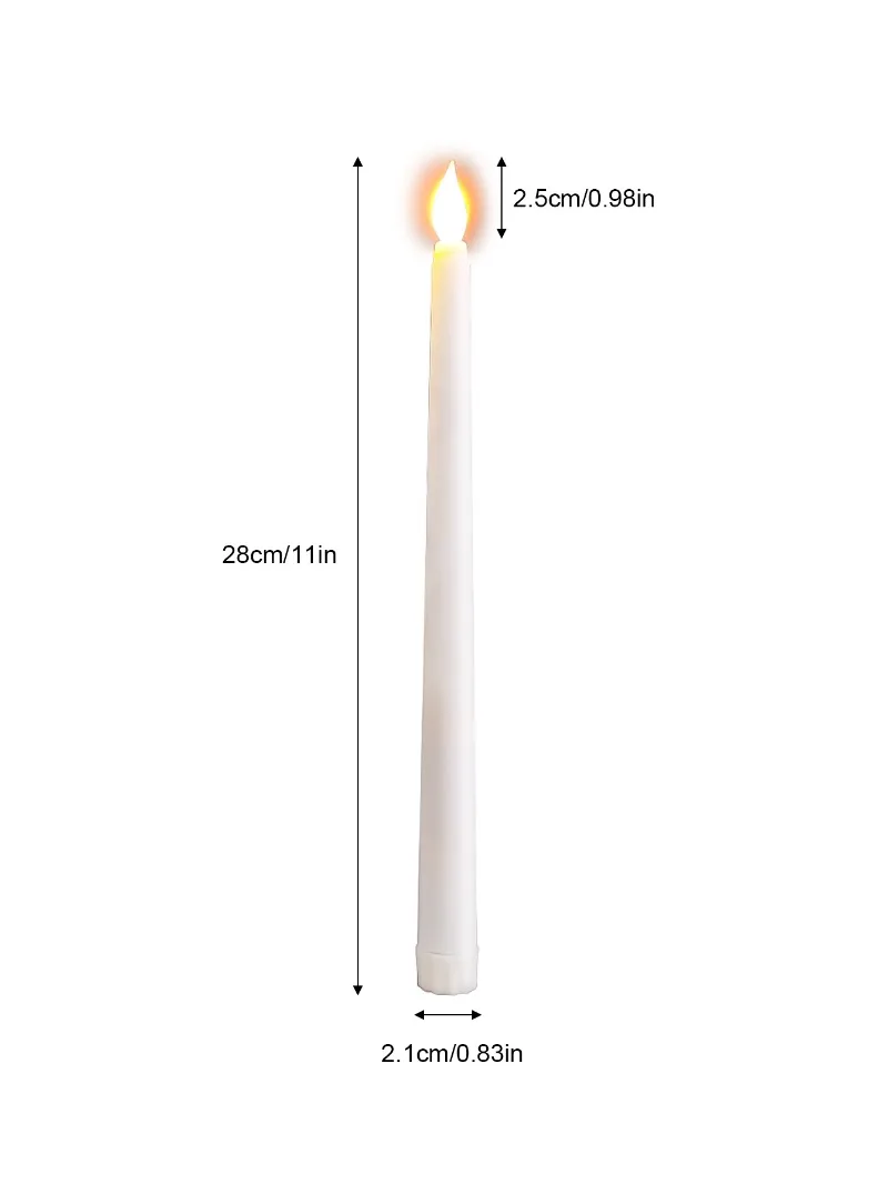 3D Taper Long-pole Candles Lights LED Flameless Pointed Candle Light Battery Electronic Tealight Wedding Christmas Party Decor
