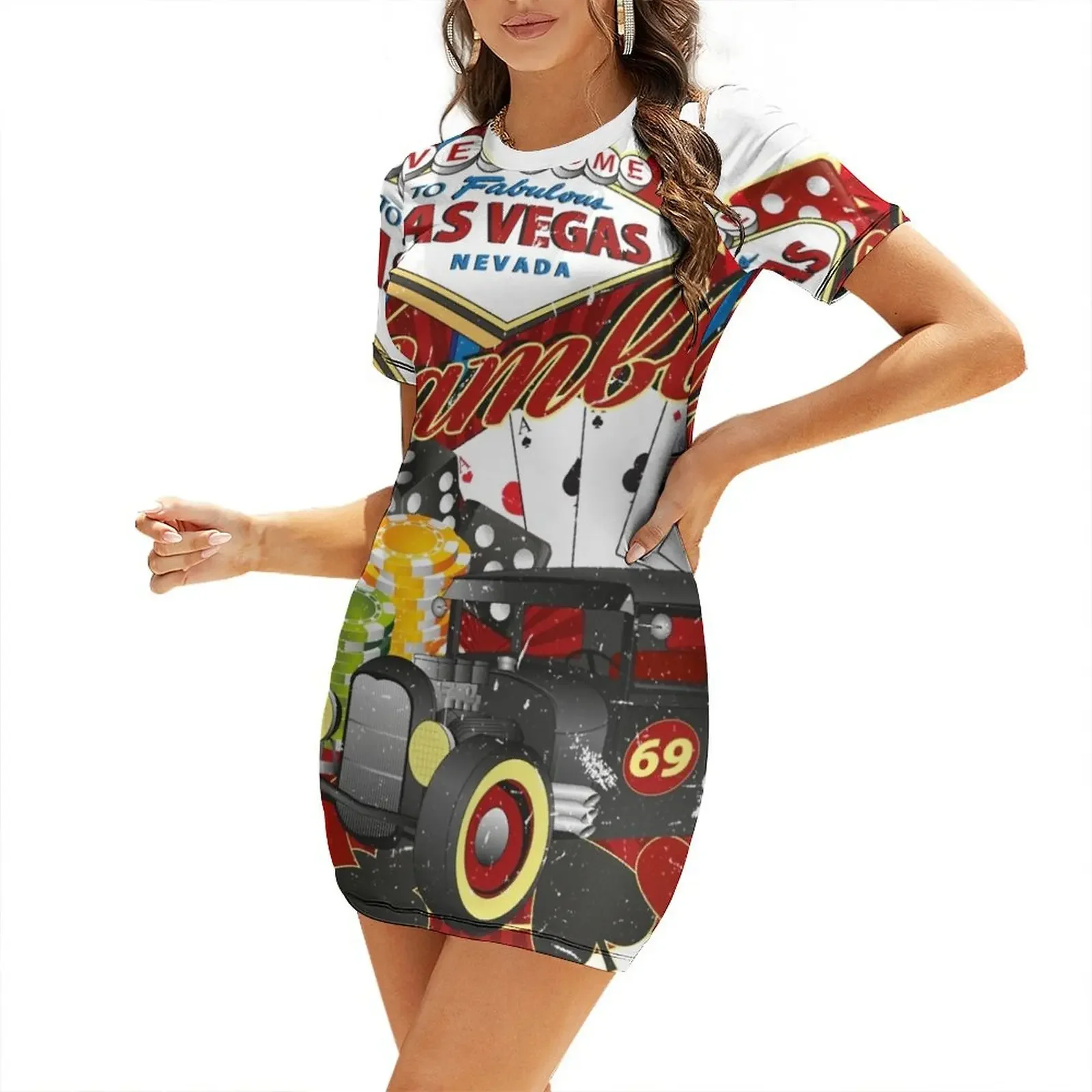 

Rockabilly Gambler Hot Rod Short-Sleeved Dress women dresses Womens dresses women's evening dress 2025 Dress