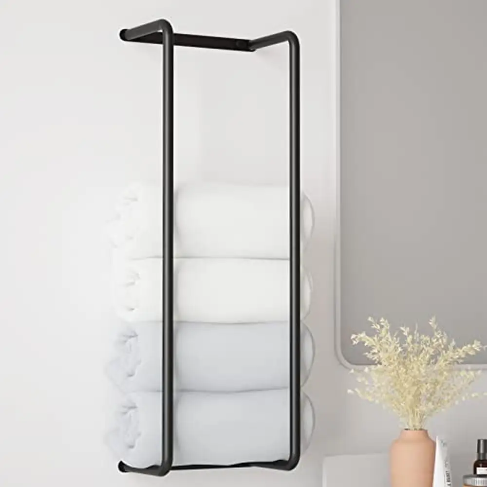 

Stainless Steel Bathroom Towel Rack Organizer Wall Mounted Bath Hand Wash Pool Yoga Fitness Rolled Towels Holder Black Cover