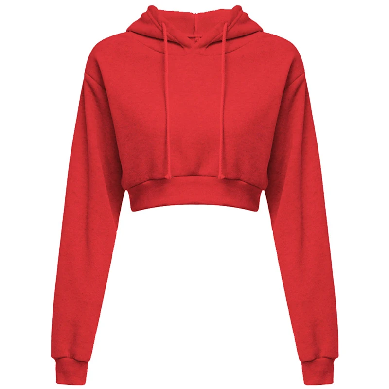 New Fashion Women Hoodie Sweatshirt Short Top Coat Sport Pullover Hooded Tops Female Autumn Winter Clothes Crop Top Hoodie