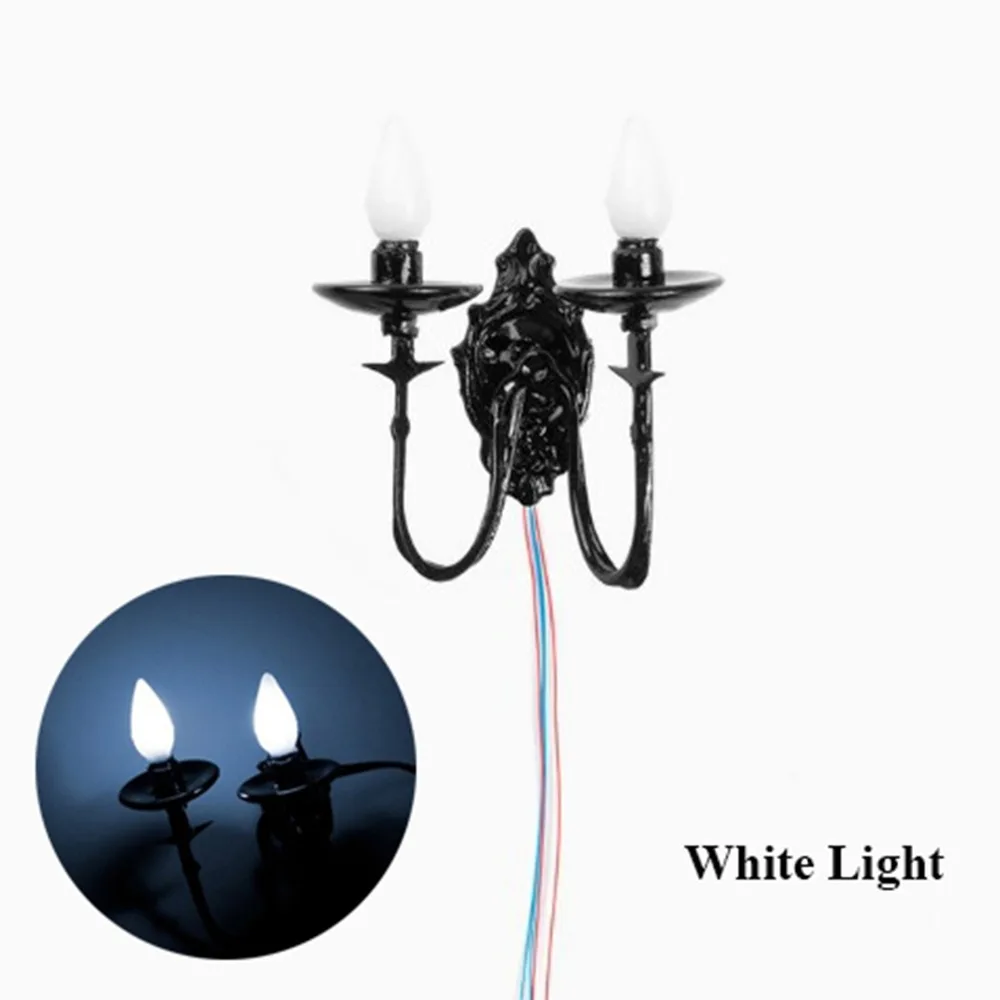 New 2.5*2.7cm Dollhouse Wall Lamp 3V ABS Metal Material Garden Yard Led Light House Garden Decor Sand Table Chandelier
