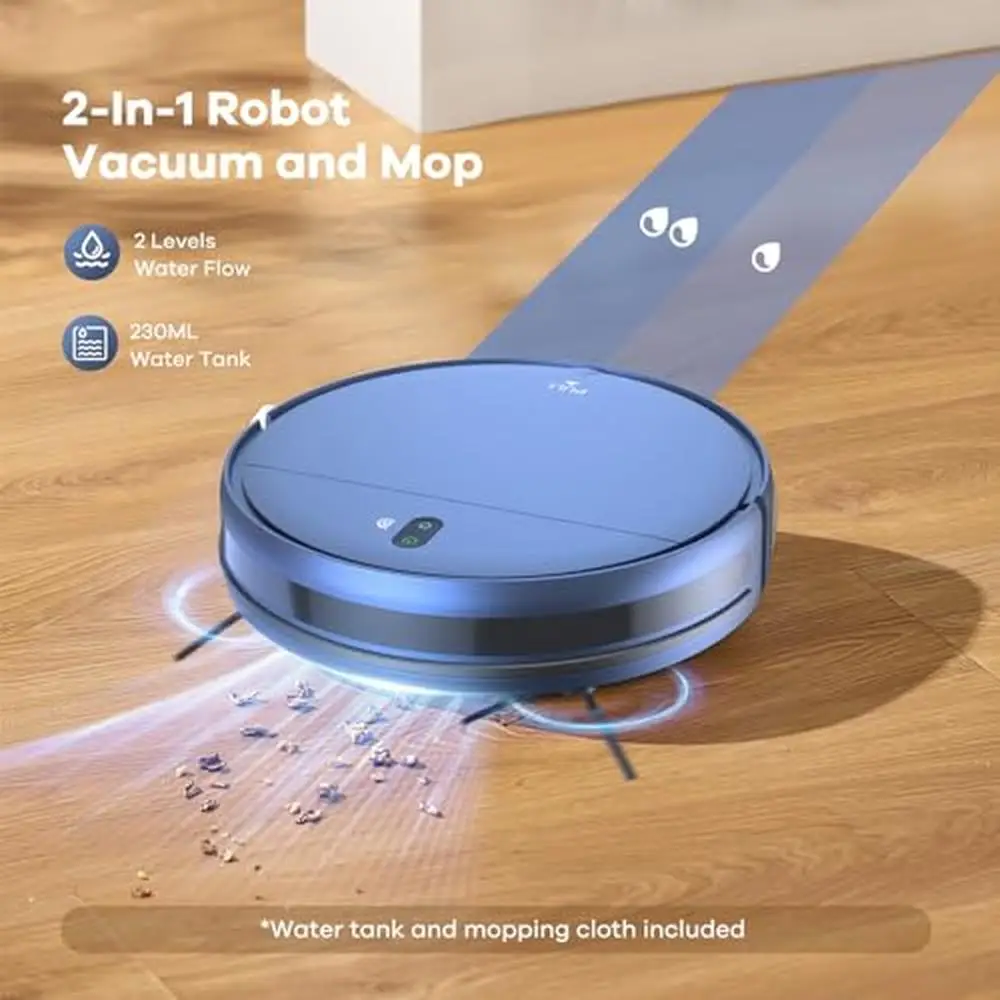 Robot Vacuum Mop Combo 2-in-1 WiFi Smart Cleaner 2000Pa Suction 230ML Water Tank Voice Control Obstacle Avoidance Auto Charge