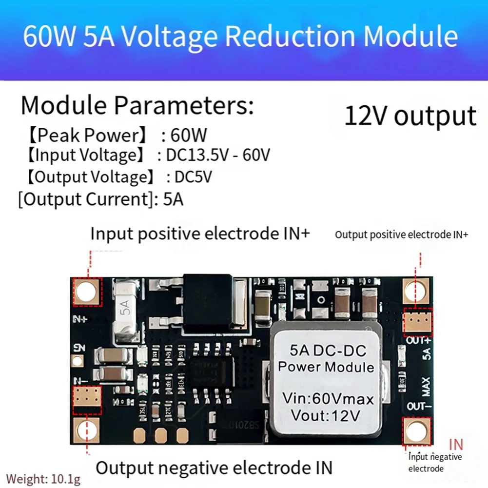 Y65A DC-DC 6.5V-60V to 5V Voltage Stabilizing Step-Down Module Mini-Low-Profile Converter Power Supply 5V