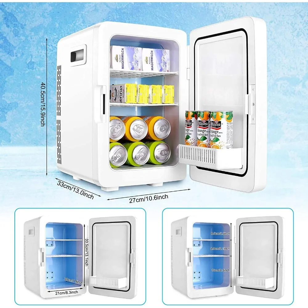 Mini Fridge, 20L Compact Skincare Fridge, 60W Portable Cooling and Heating Refrigerator for Skincare, Foods