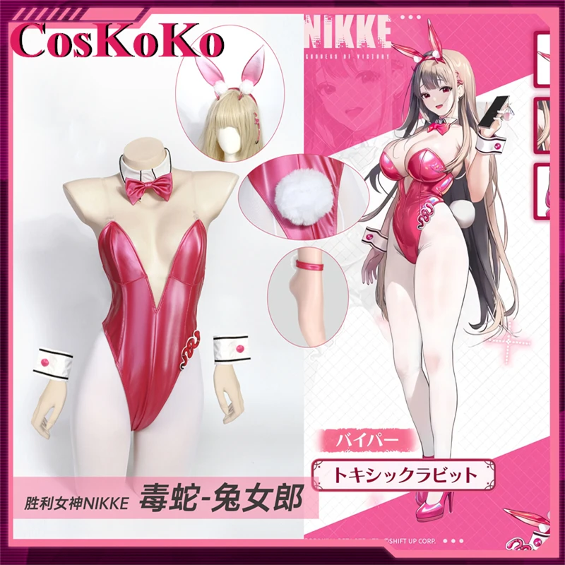 

CosKoKo Viper Cosplay Game NIKKE Costume Sexy Bunny Girl Patent Leather Jumpsuit Uniform Halloween Party Role Play Clothing New