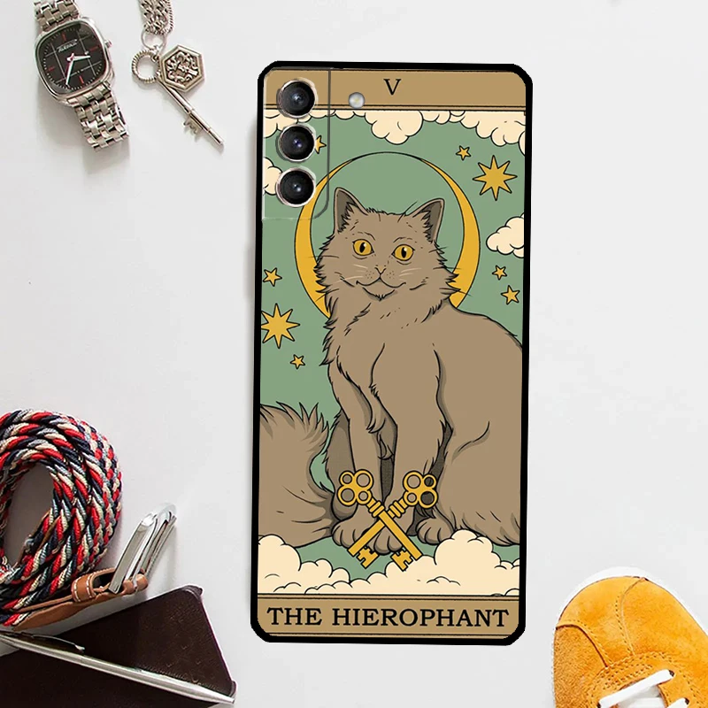 Cats Tarot Witchcraft Case For Samsung Galaxy S24 Ultra S23 S22 S21 S20 Plus Note 10 Note 20 S9 S10 S21 FE Cover