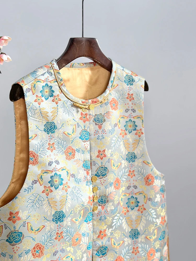High-End New Chinese Vest Women's 2025 Spring and Autumn Young Suit Outerwear Song Dynasty Brocade National Style Top