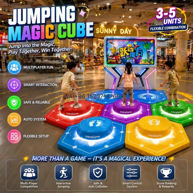 Wmwmnu for InteraGame Jumping Magic Cube 85 Inch HD Screen Interactive Multiplayer Jumping Game LED Jump Pad Indoor