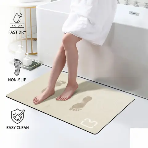 Foot Mat Diatomite Bath Mat Stone Bathroom Rug Earth Absorbent Bath Carpet Non-slip Quick Drying Shower Bathtub FootMat Doormat
