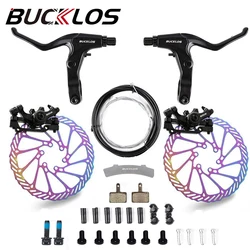 BUCKLOS Bicycle Mechanical Disc Brake Set Mountain Bike Linear Pull Disc Brake MTB Brake Calipers 160mm G3 Rotor Cycling Parts