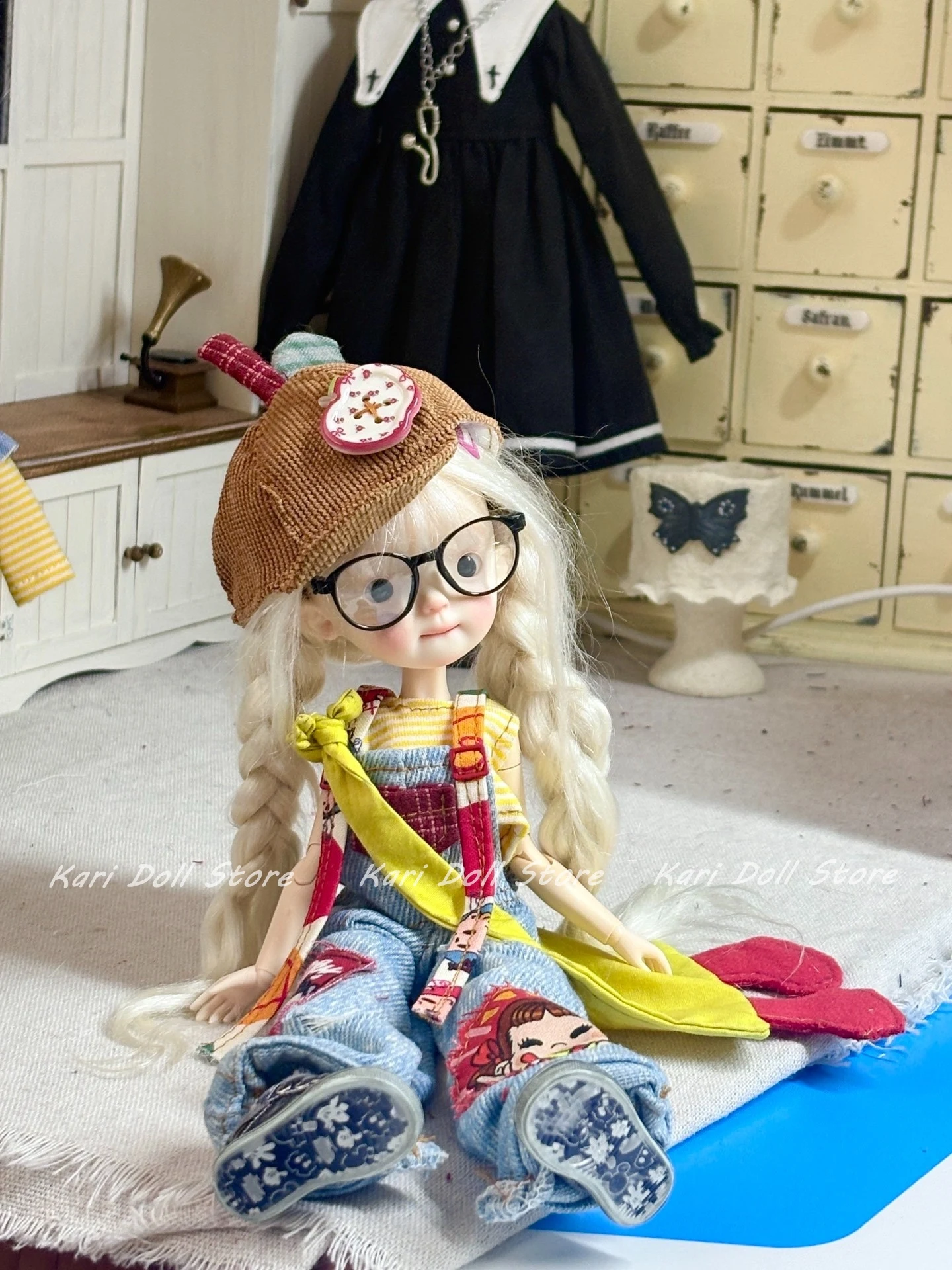 ملابس وتنورات دمى كاري 2025 طقم صدرية مخططة من قماش الدنيم غير رسمي لدمية Landazz Landoudou