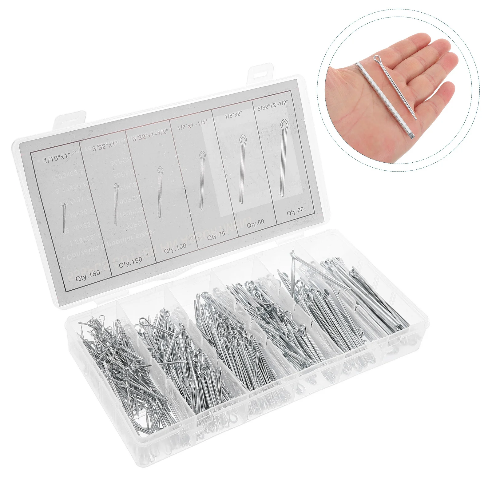 555pcs Spring Steel Assortment Kit High Precision Durable For Automotive Small Engine Repair Diy Projects Cotter Pin Kit