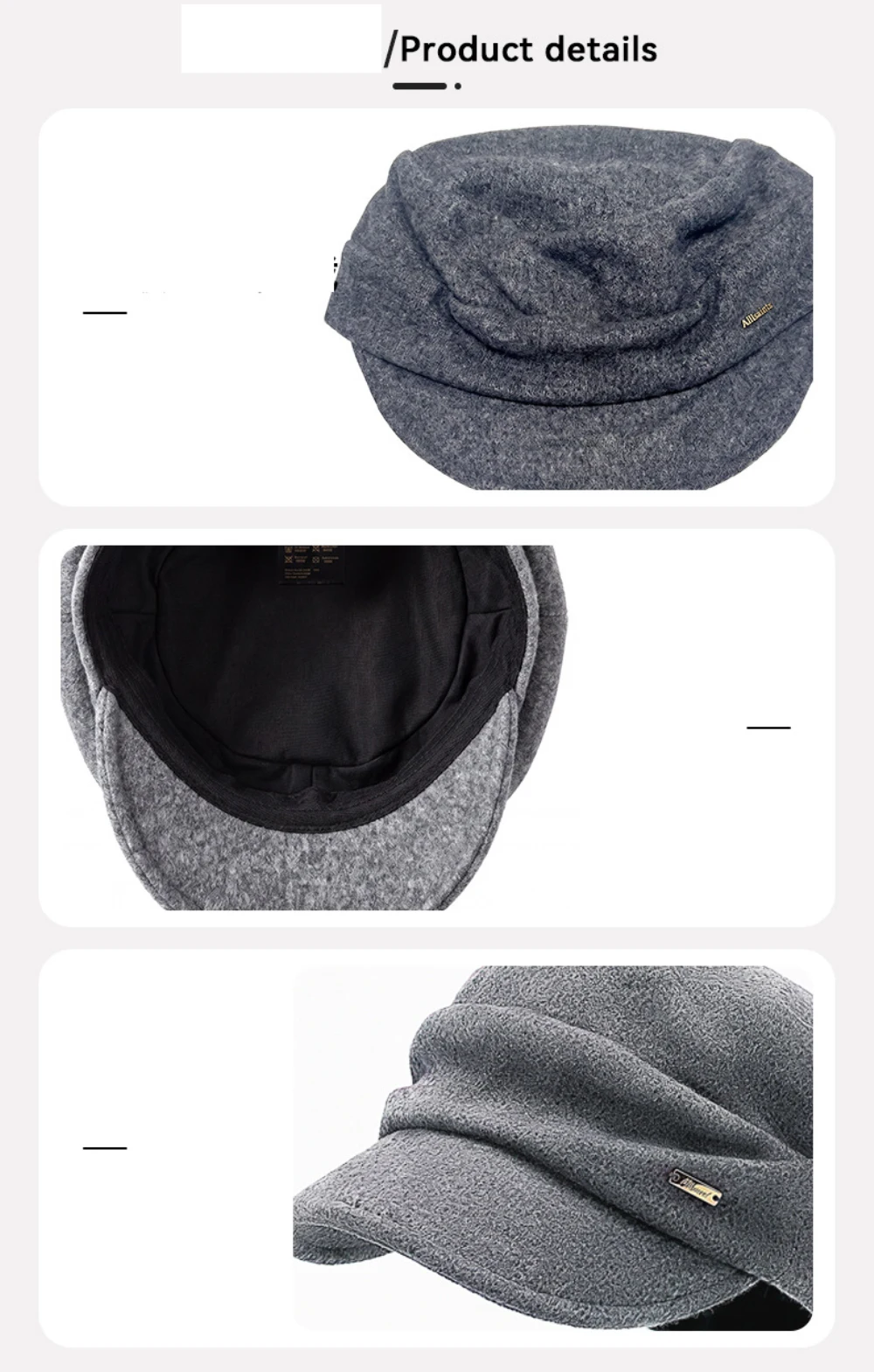 HT5148 Damen-Baskenmützen 2026 Neue Herbst-Winter-Wollmütze Damen Weiche Krempe Newsboy-Kappe Künstler-Malermütze Damen Einfarbige Flache Baskenmütze – Detail 2