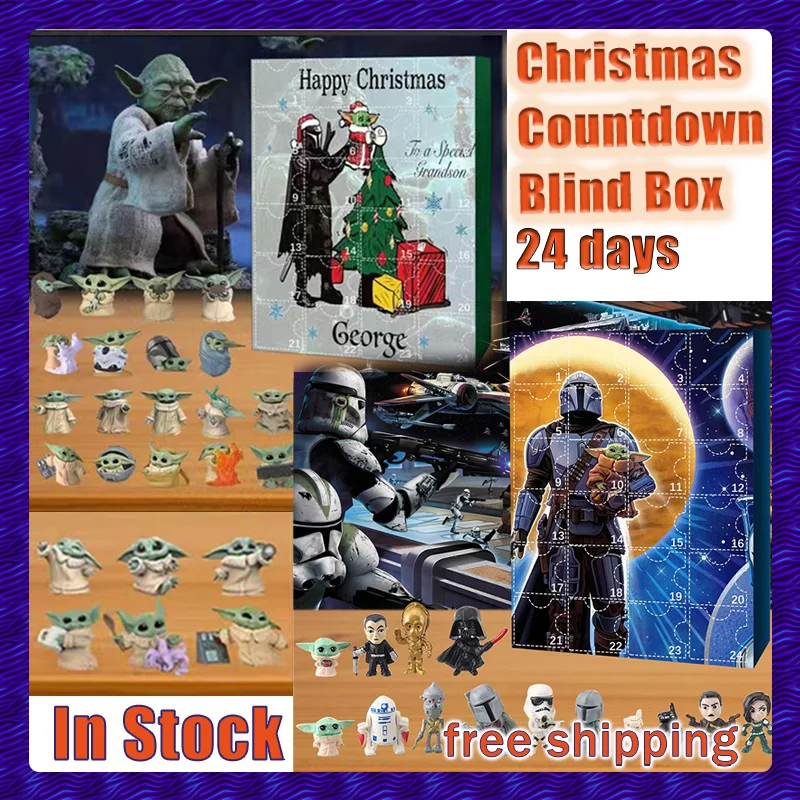 New In Stock Wars Baby Yoda Christmas Countdown Blind Box Advent Calendar 24 Days Calendar Grogu Mini Dolls Kit Kid Gift