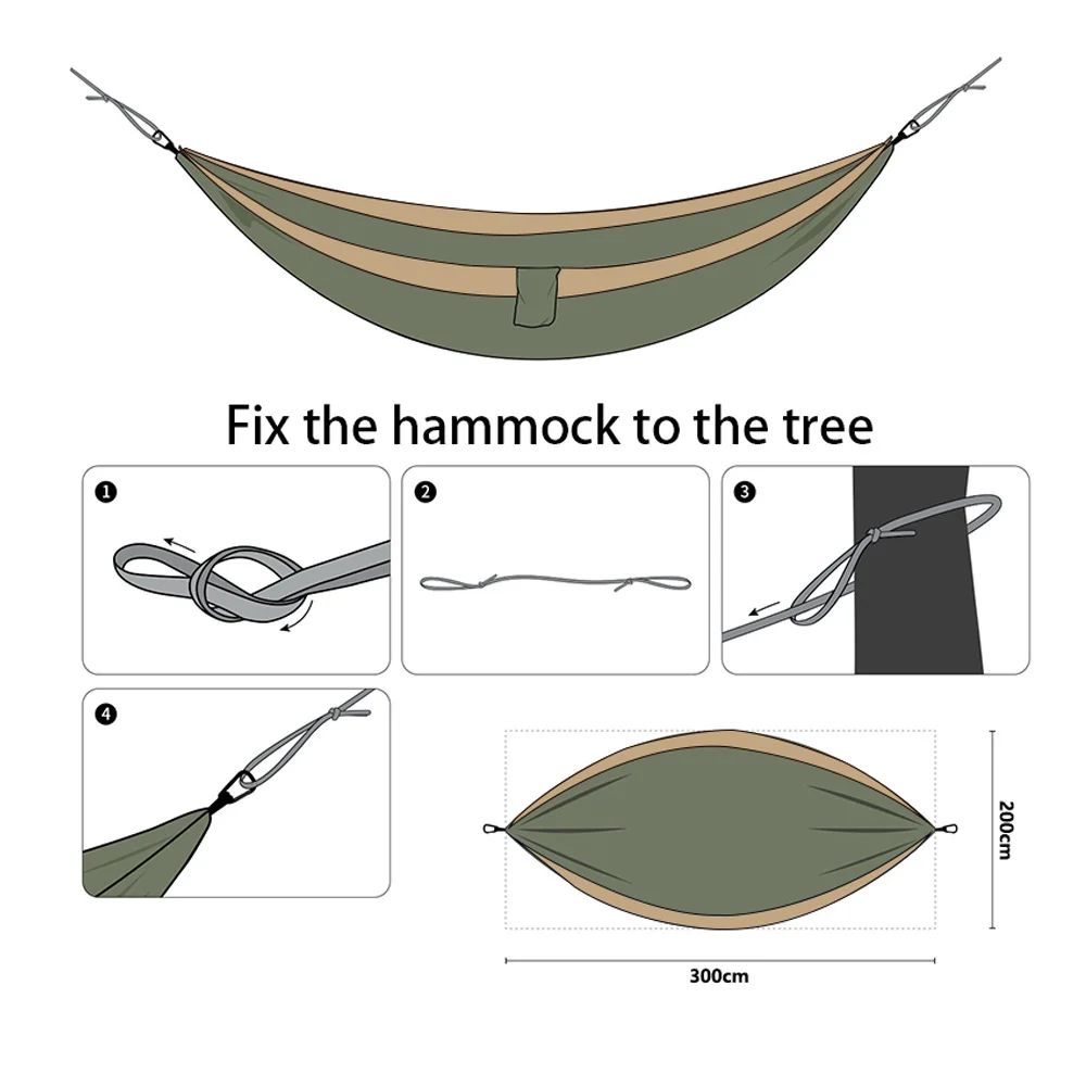 300X200CM Double Person Outdoor Garden Camping Hammock Lightweight Parachute Nylon Travel Hiking Swing Hang Sleeping Bed