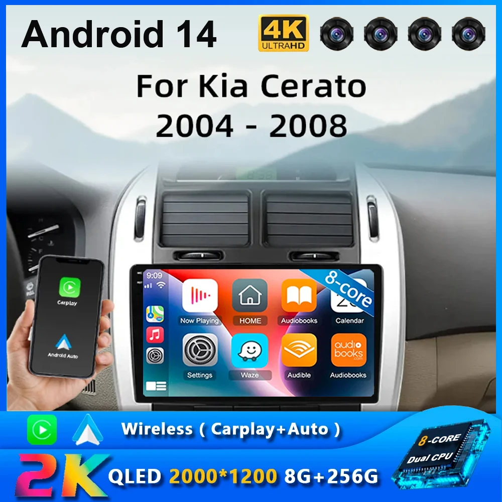 

Android 14 для Kia Cerato 2004 2005 2006 2007 2008 WIFI автомобильный радиоприемник мультимедийный видеоплеер восьмиядерный Carplay Bluetooth