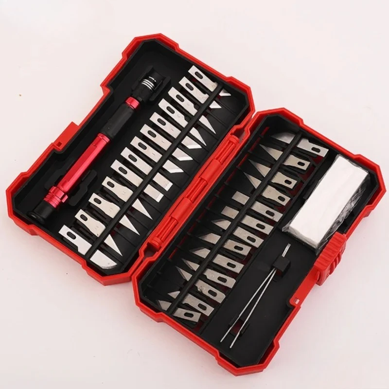

29pcs Scalpel Knife Set Aluminum-Rubber Engraving Hobby Multi-functional Carving Craft Artwork Wood Spoon Cutter with Box