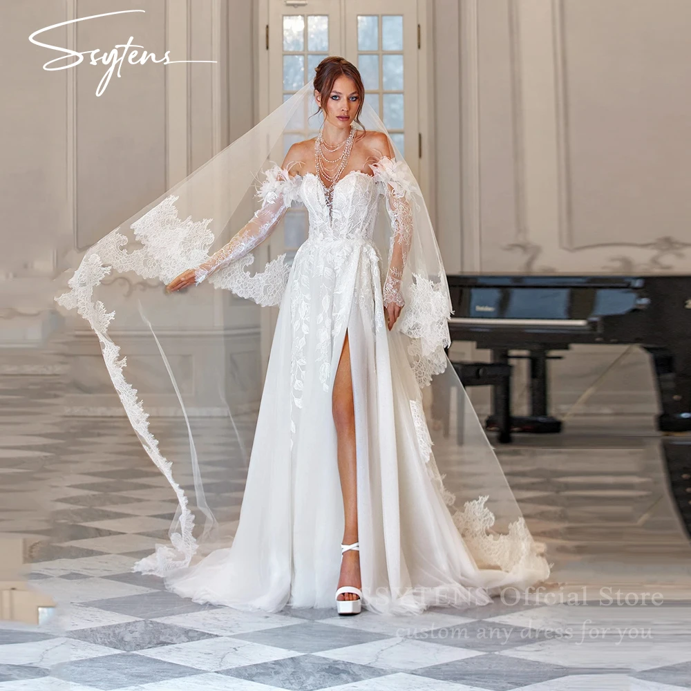 

SSYTENS Luxury 2026 Lace Wedding Dress Brides For Women Off Shoulder Corset Back Bride Gowns Appliques Customized Bridal Dresses
