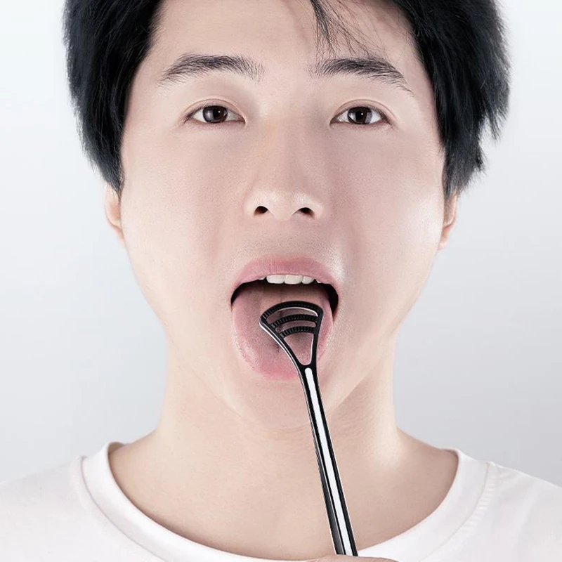 Detergenti per raschietti per lingua a doppio uso Spazzola riutilizzabile per la pulizia della salute orale, previene la bocca nuvolosa, pulire i detriti degli alimenti, Bocca per adulti fresca